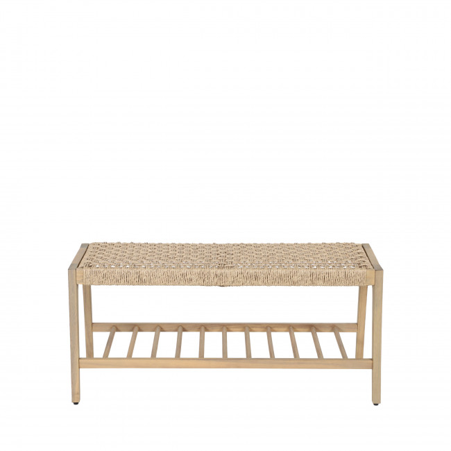 Brann - Banc intérieur et extérieur en bois d'acacia et résine tressée L100cm