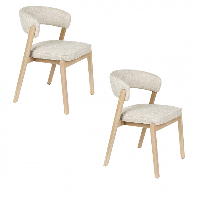 Bright - Lot de 2 chaises en tissu et bois
