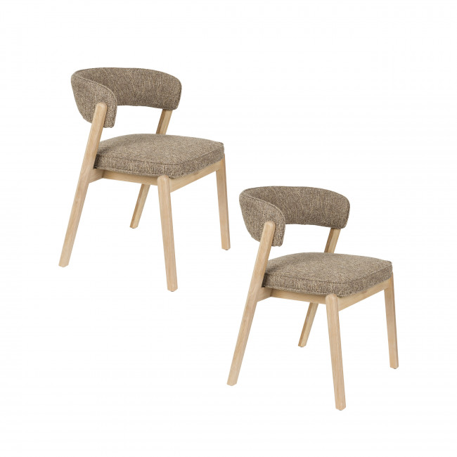 Bright - Lot de 2 chaises en tissu et bois