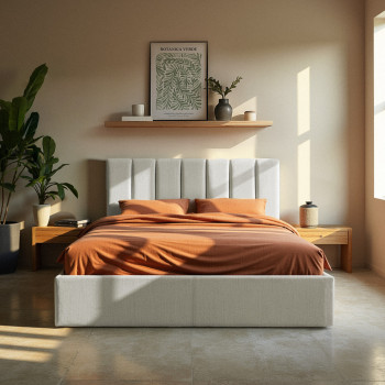Lou - Lit coffre en tissu 140x190cm