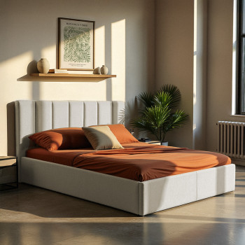 Lou - Lit coffre en tissu 140x190cm