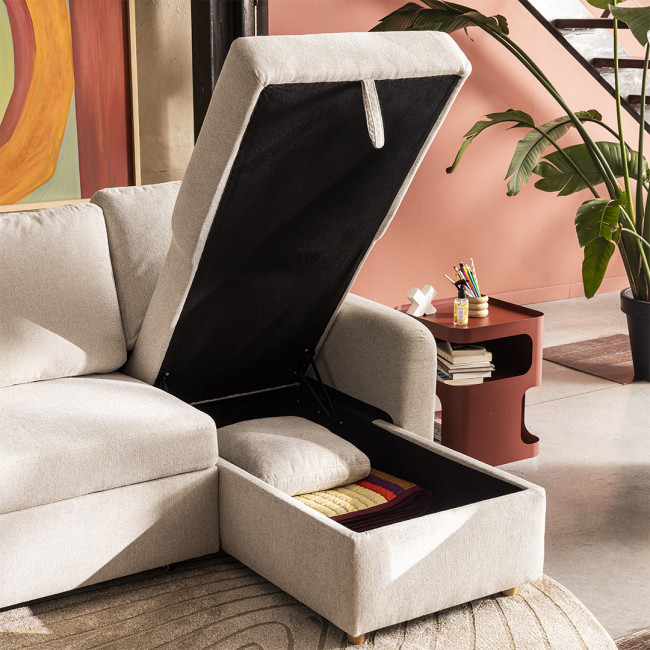 Matera - Canapé d'angle réversible convertible 3 places en tissu avec coffre