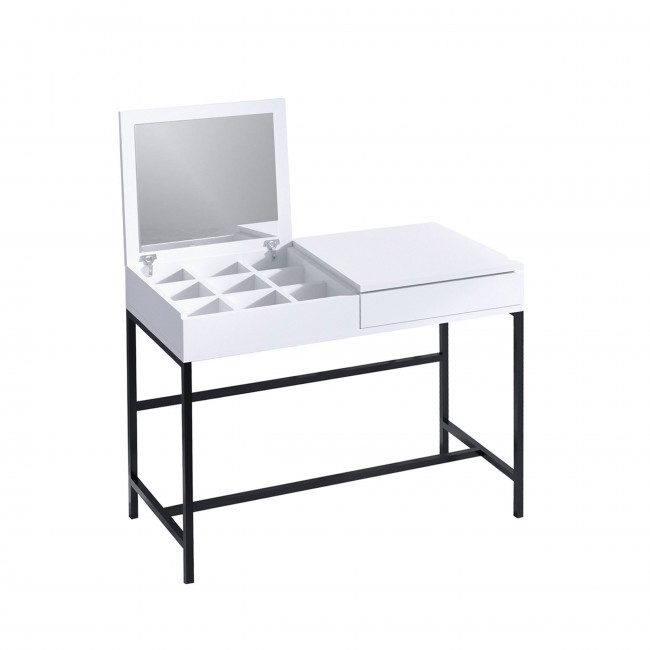 Meya - Coiffeuse 1 tiroir avec miroir et rangement à bijoux intégré L100cm