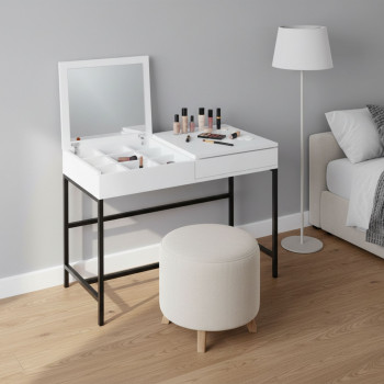 Meya - Coiffeuse 1 tiroir avec miroir et rangement à bijoux intégré L100cm