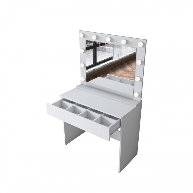 Soya - Coiffeuse 1 tiroir avec miroir à leds L90cm