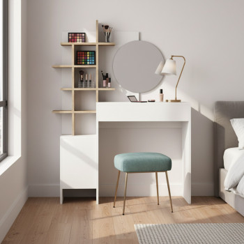 Niya - Coiffeuse 1 tiroir avec miroir L71,50cm