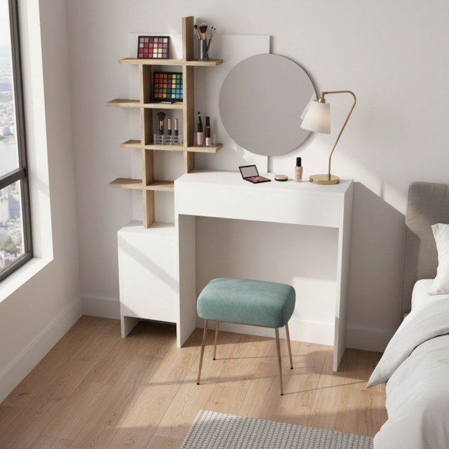 Niya - Coiffeuse 1 tiroir avec miroir L71,50cm