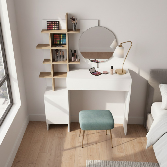 Niya - Coiffeuse 1 tiroir avec miroir L71,50cm