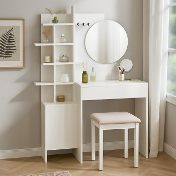 Niya - Coiffeuse 1 tiroir avec miroir L71,50cm