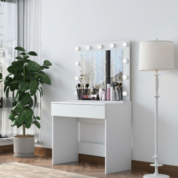 Soya - Coiffeuse 1 tiroir avec miroir à leds L90cm