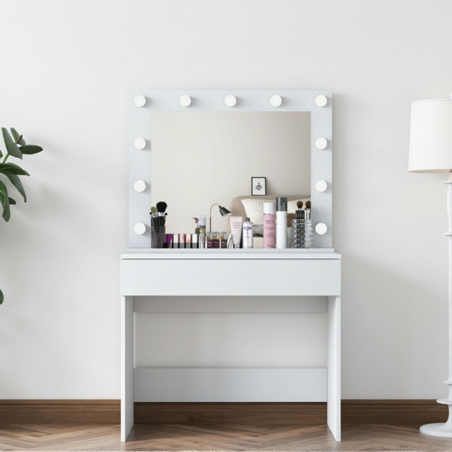 Soya - Coiffeuse 1 tiroir avec miroir à leds L90cm