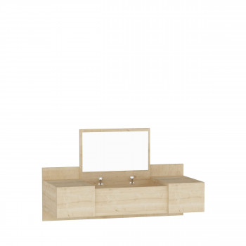 Ely - Coiffeuse murale 3 portes avec miroir intégré L100cm