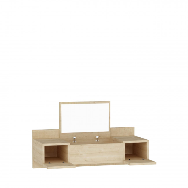 Ely - Coiffeuse murale 3 portes avec miroir intégré L100cm