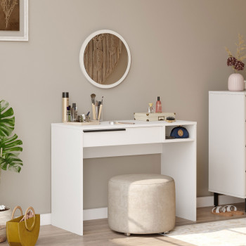 Soya - Coiffeuse 1 tiroir avec miroir à fixer L45cm