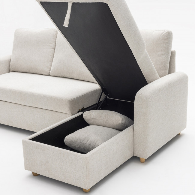 Matera - Canapé d'angle réversible convertible 3 places en tissu avec coffre