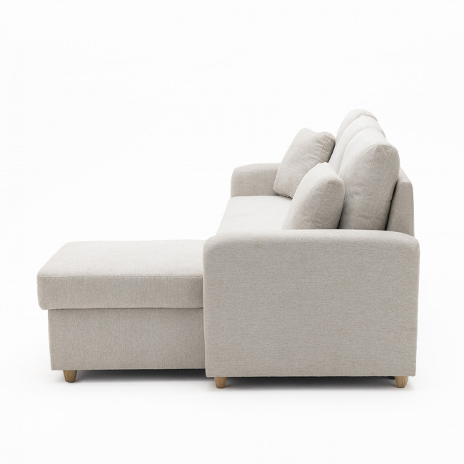 Matera - Canapé d'angle réversible convertible 3 places en tissu avec coffre