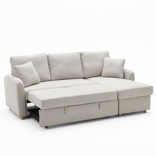 Matera - Canapé d'angle réversible convertible 3 places en tissu avec coffre