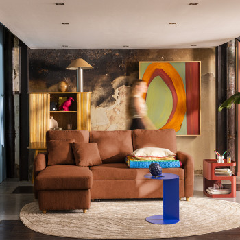 Matera - Canapé d'angle réversible convertible 3 places en tissu avec coffre