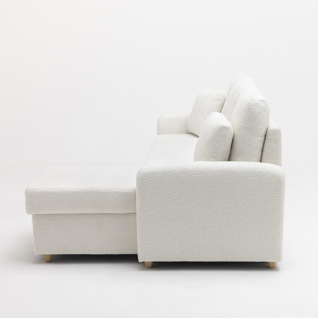 Matera - Canapé d'angle réversible convertible 3 places en tissu bouclette avec coffre