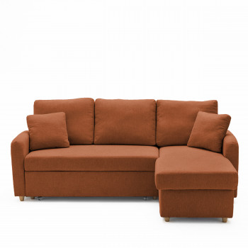 Matera - Canapé d'angle réversible convertible 3 places en tissu avec coffre