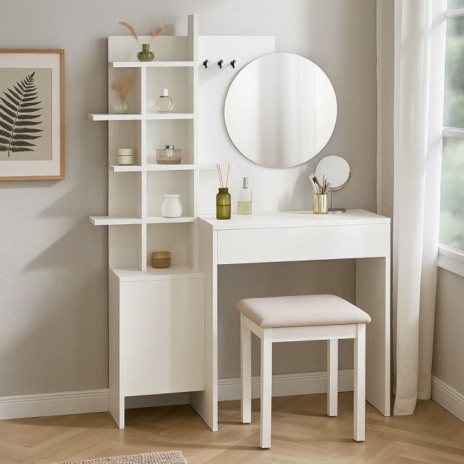 Niya - Coiffeuse 1 tiroir avec miroir L71,50cm