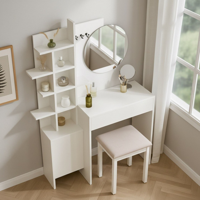 Niya - Coiffeuse 1 tiroir avec miroir L71,50cm