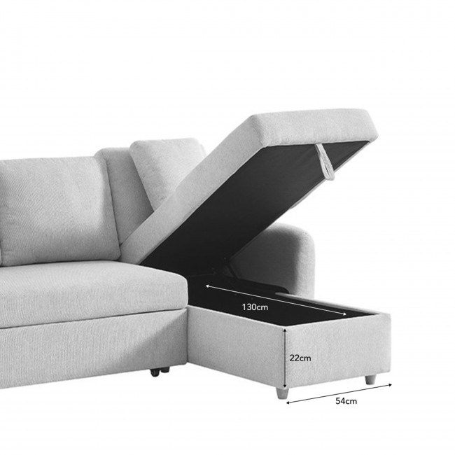 Matera - Canapé d'angle réversible convertible 3 places en tissu bouclette avec coffre