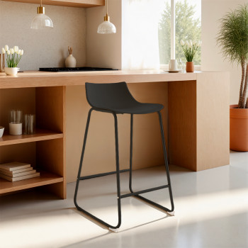 Lamer - Lot de 4 chaises de bar en plastique et métal H66cm