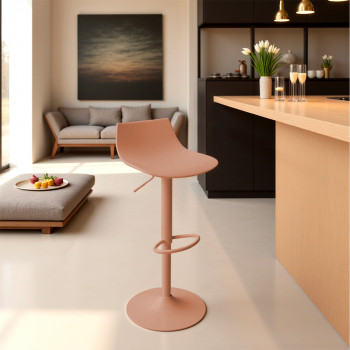 Heribo - Lot de 2 chaises de bar réglables en plastique et métal H58-79cm