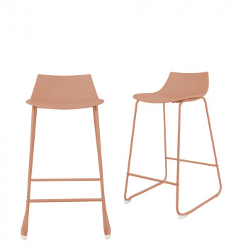 Lamer - Lot de 4 chaises de bar en plastique et métal H66cm