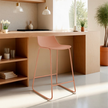 Lamer - Lot de 4 chaises de bar en plastique et métal H66cm