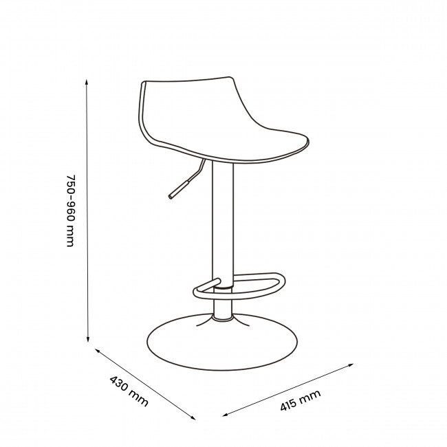 Heribo - Lot de 2 chaises de bar réglables en plastique et métal H58-79cm