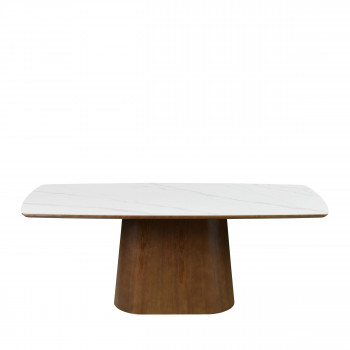 Reno - Table à manger 8 personnes ovale en pierre et bois