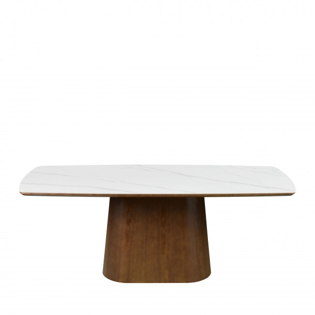 Reno - Table à manger 8 personnes ovale en pierre et bois