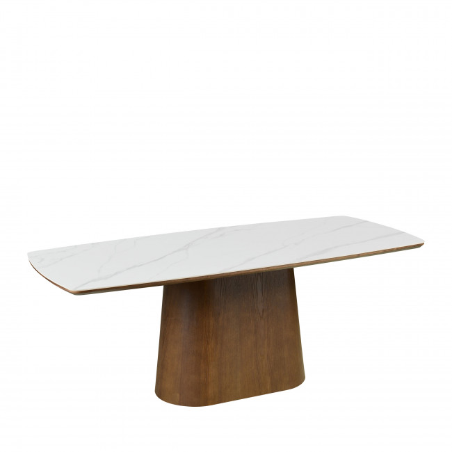 Reno - Table à manger 8 personnes ovale en pierre et bois