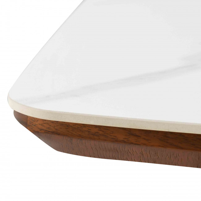 Reno - Table à manger 8 personnes ovale en pierre et bois