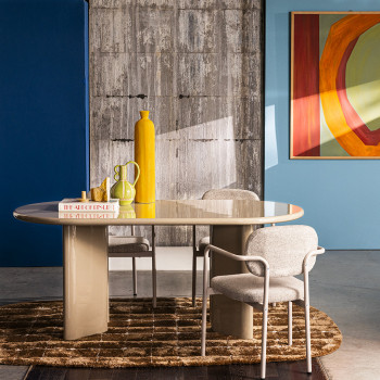 Glossi - Table à manger 8 personnes ovale en bois laqué