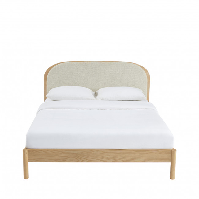 Carrie - Lit en tissu bouclette et bois 160x200cm