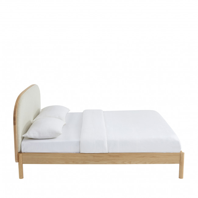 Carrie - Lit en tissu bouclette et bois 160x200cm