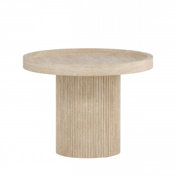 Krille - Table d'appoint ronde en bois effet travertin ø60cm