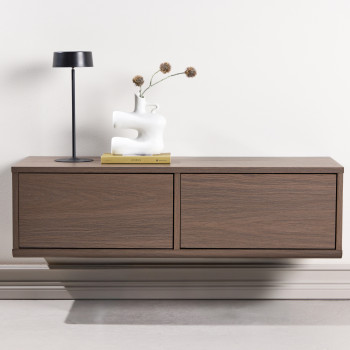 Dragh - Meuble TV suspendu 2 portes en bois L100cm