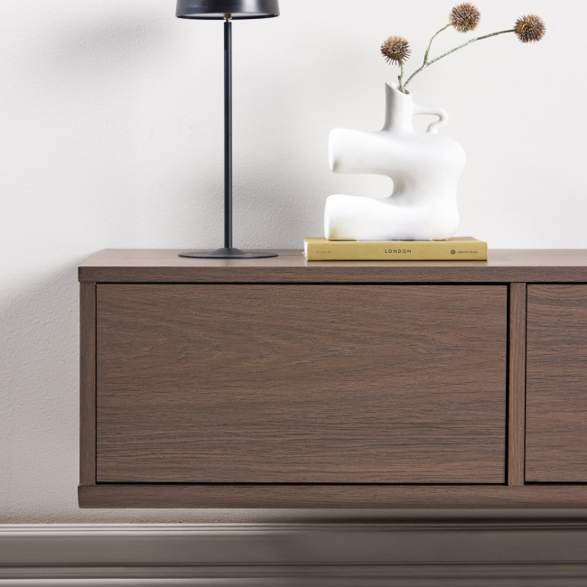 Dragh - Meuble TV suspendu 2 portes en bois L100cm