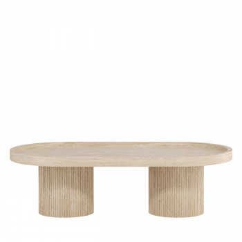 Krille - Table basse ovale effet travertin 120x60cm