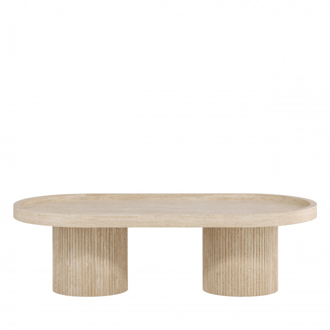 Krille - Table basse ovale effet travertin 120x60cm