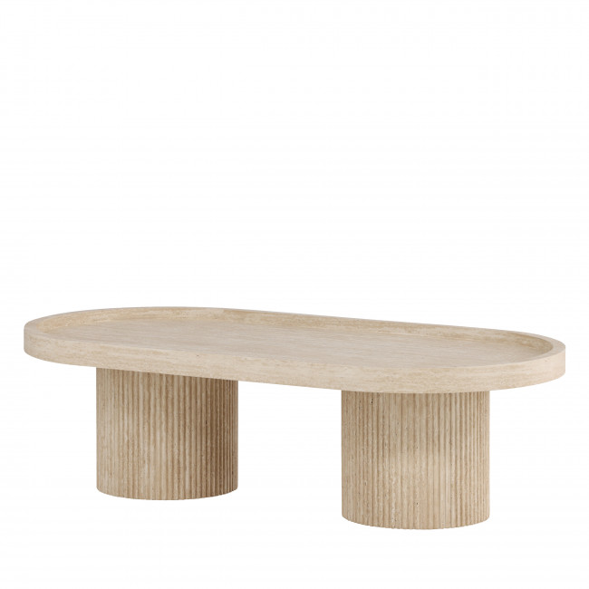 Krille - Table basse ovale effet travertin 120x60cm