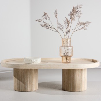 Krille - Table basse ovale effet travertin 120x60cm