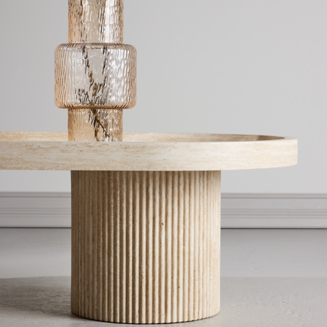 Krille - Table basse ovale effet travertin 120x60cm