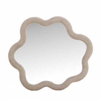 Kungsbacka - Miroir mural organique 70x70cm avec cadre en tissu bouclette