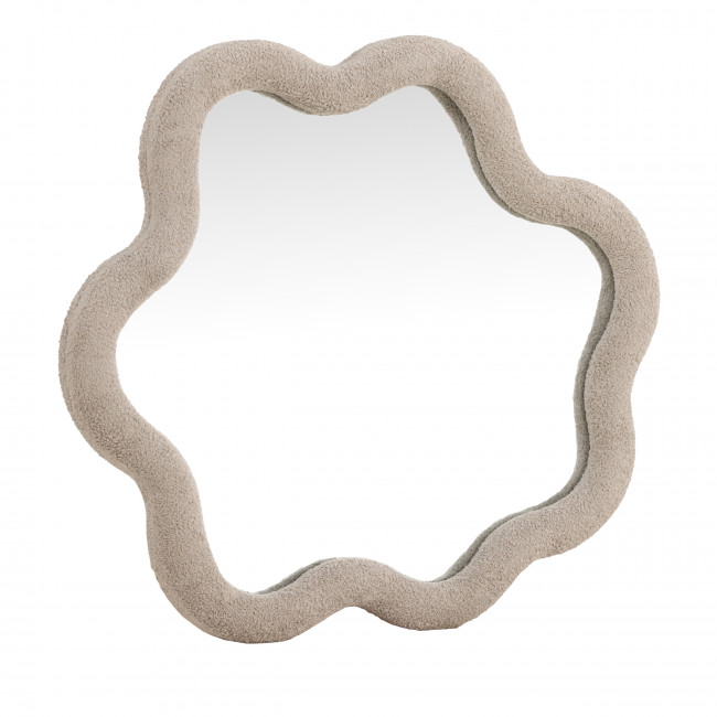Kungsbacka - Miroir mural organique 70x70cm avec cadre en tissu bouclette