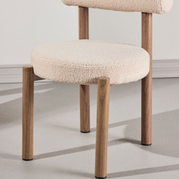 Tillo - Lot de 2 chaises en tissu bouclette et métal effet bois